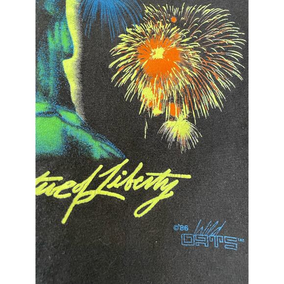 Vintage 80s Statue of Liberty 100 Years Fireworks Single Stitch Shirt Adult Med - Picture 3 of 4